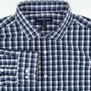 MIZZEN+MAIN Leeward‎ Trim Fit Gingham Check Long Sleeve Dress Shirt XXL